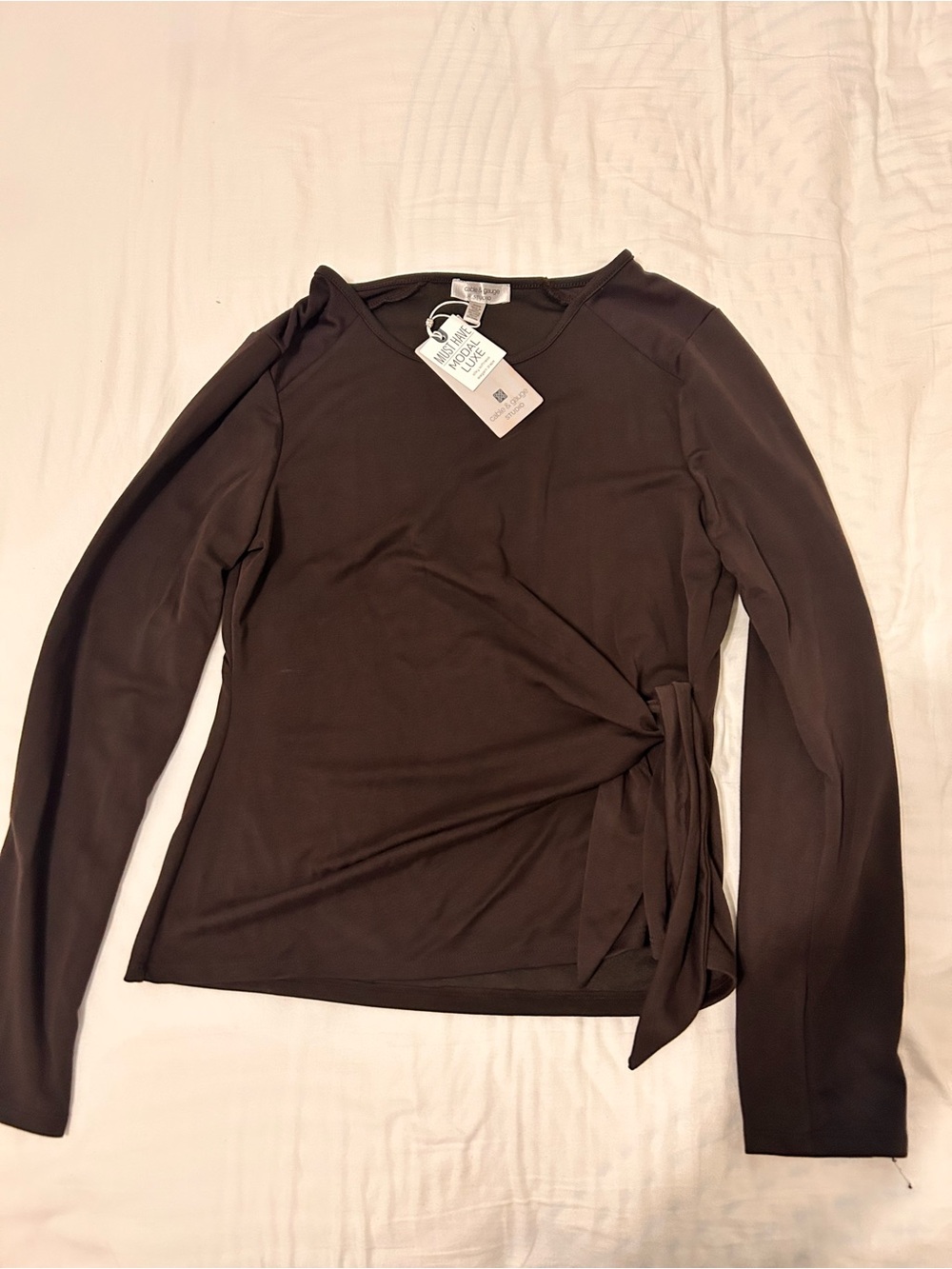 Cable & Gauge Brown Long-Sleeve Side-Tie Top